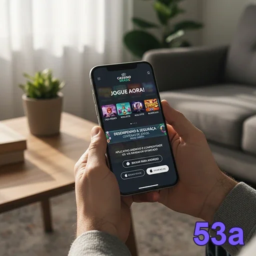 Tela do app 53a no celular com acesso ágil e seguro